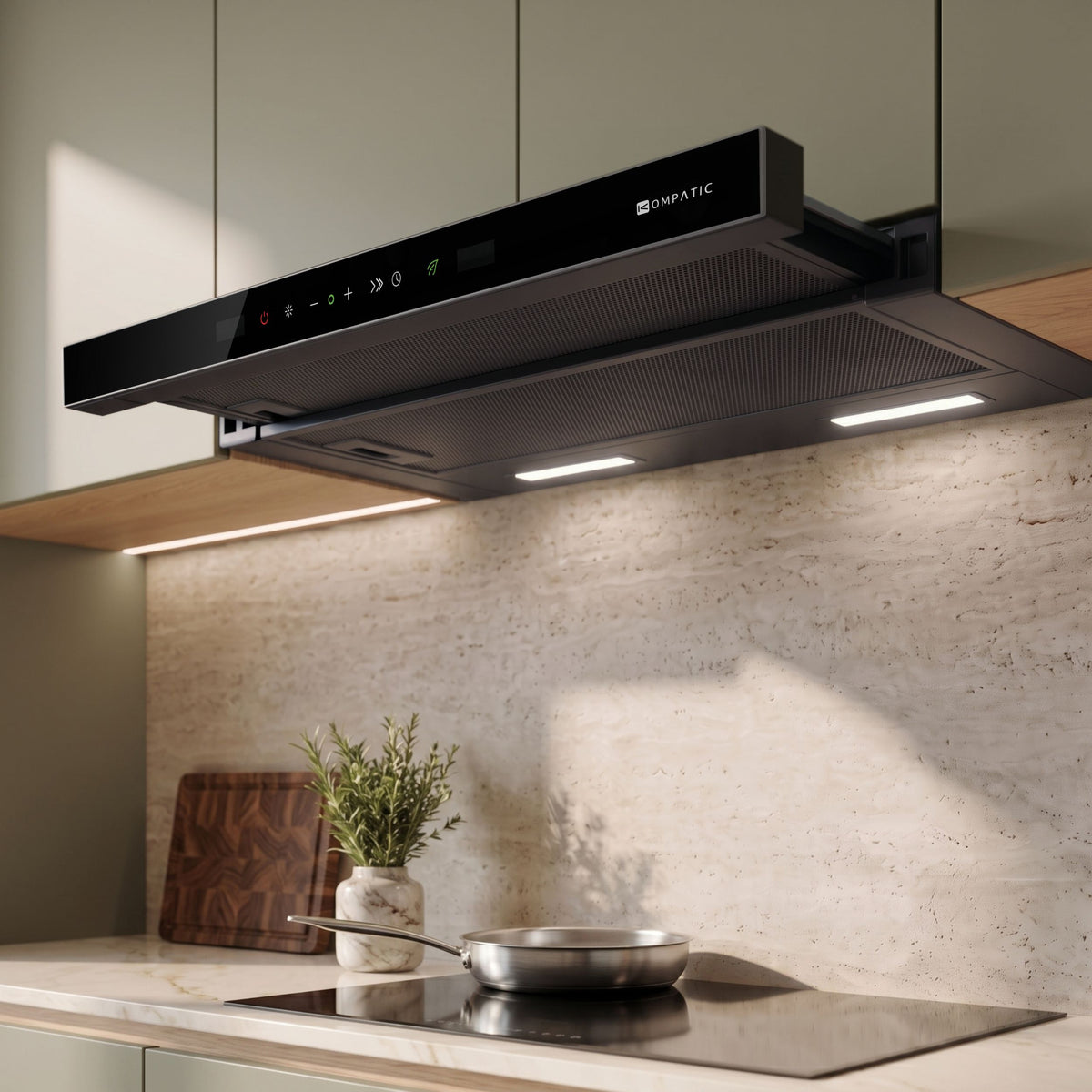 KNA60TB Cooker Hood Novia 60 Black Telescopic 800 M3/H Telescopic Kompatic