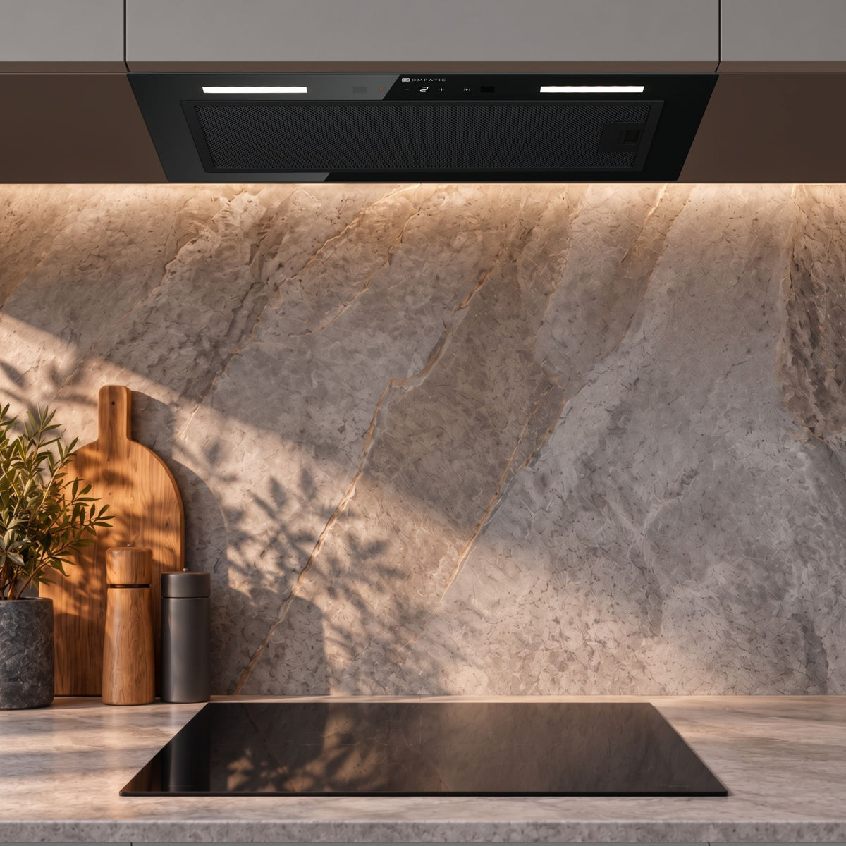 KCLE50BIC Cooker Hood Cleo 50 Bb Black Built-In Carbon Filters Kompatic