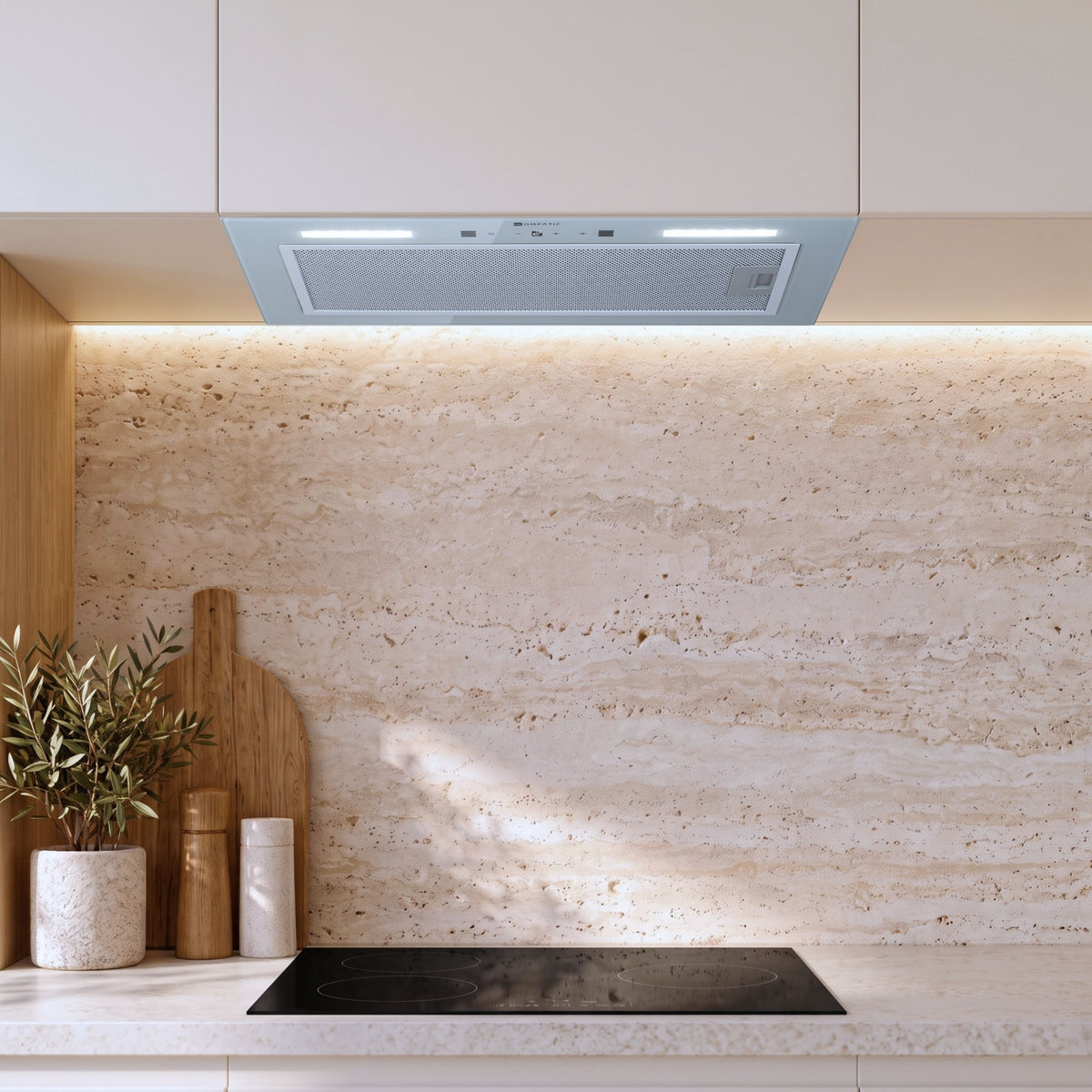 KCLE50SIC Cooker Hood Cleo 50 Bs White Built-In Carbon Filters Kompatic