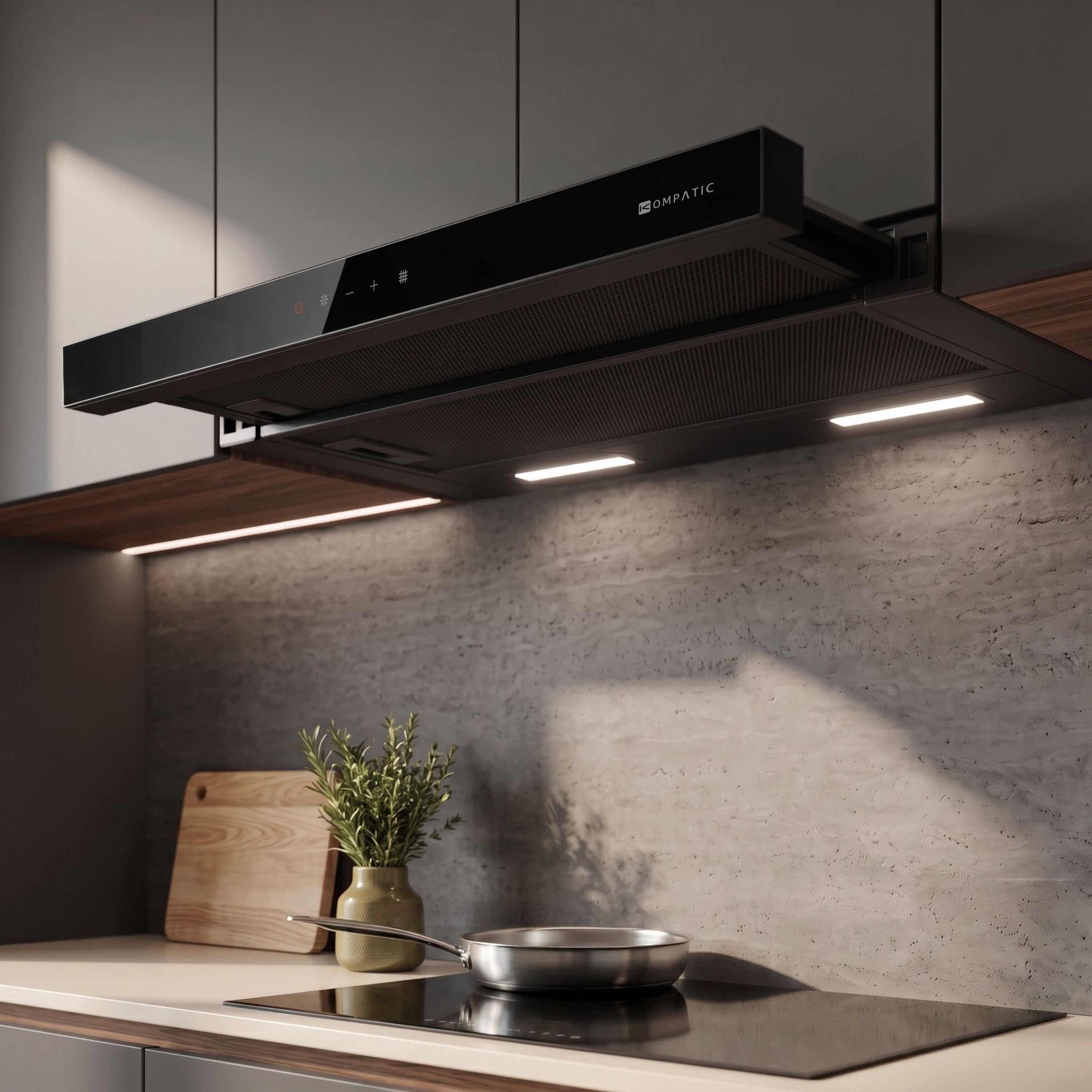 Cooker Hood Aira 60 Black Telescopic Kompatic
