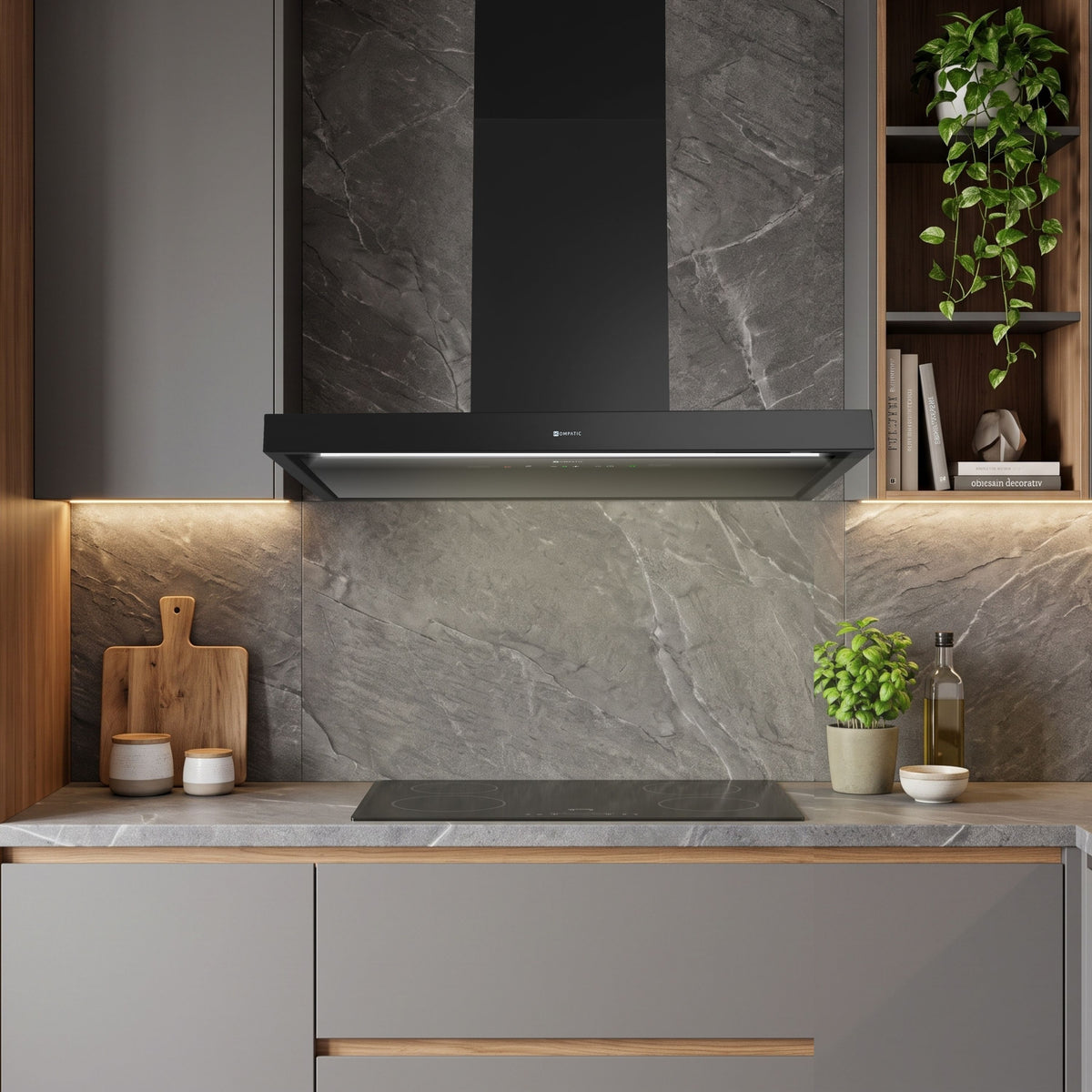 KPYR90WB Cooker Hood Yara 90 Wb Black Wall Kompatic