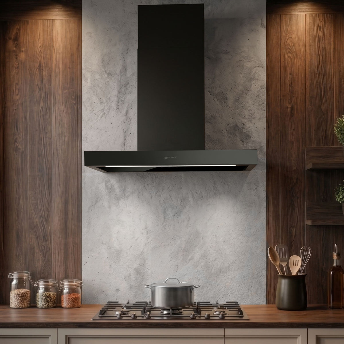 KPYR60WB Cooker Hood Yara 60 Wb Black Wall Kompatic