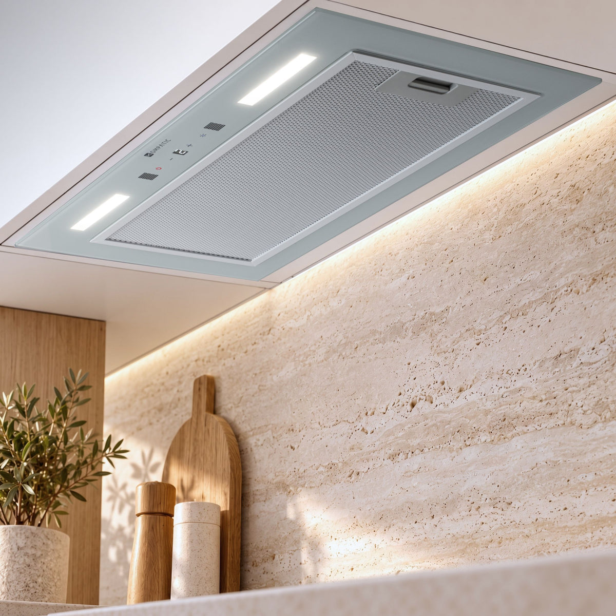 KCLE50SIC Cooker Hood Cleo 50 Bs White Built-In Carbon Filters Kompatic