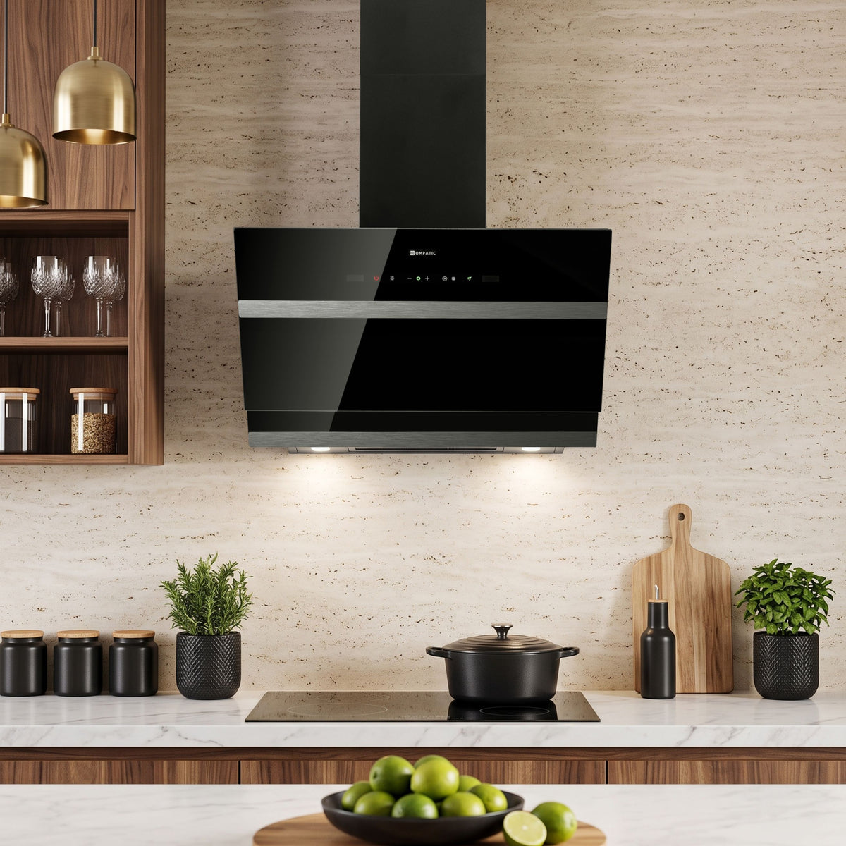 KELSW60B Cooker Hood Eloise 60 Wb Black Wall Kompatic