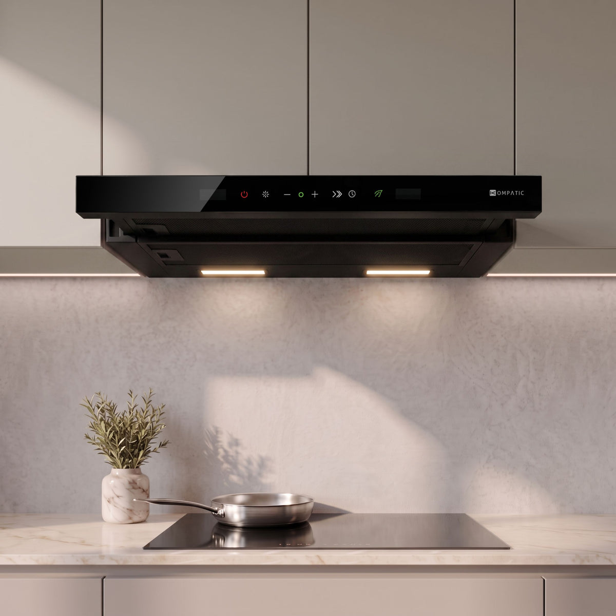 KNA60TB Cooker Hood Novia 60 Black Telescopic 800 M3/H Telescopic Kompatic