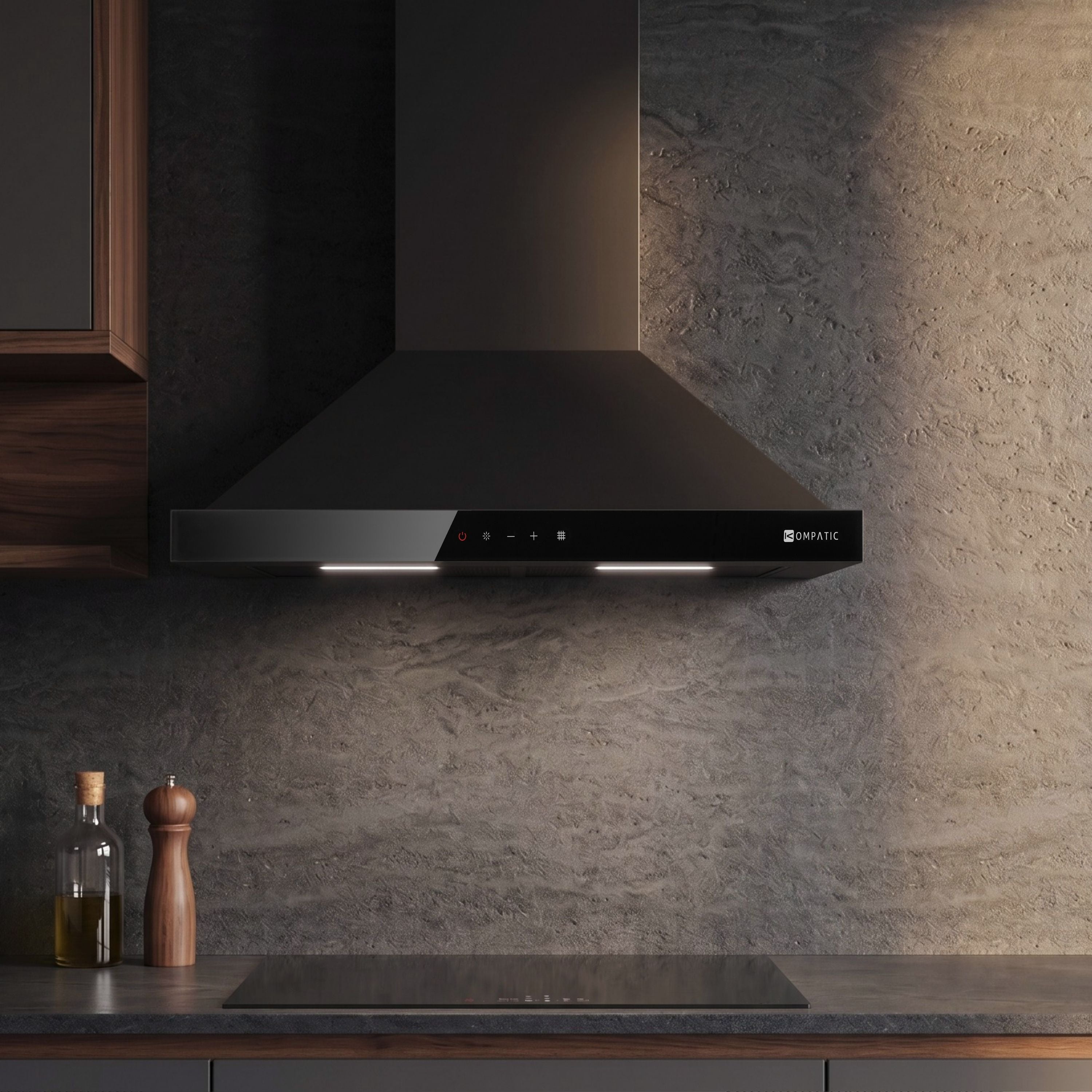 Cooker Hood Alvia 60 Black Wall Kompatic