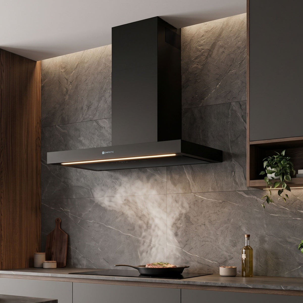 KPYR90WB Cooker Hood Yara 90 Wb Black Wall Kompatic