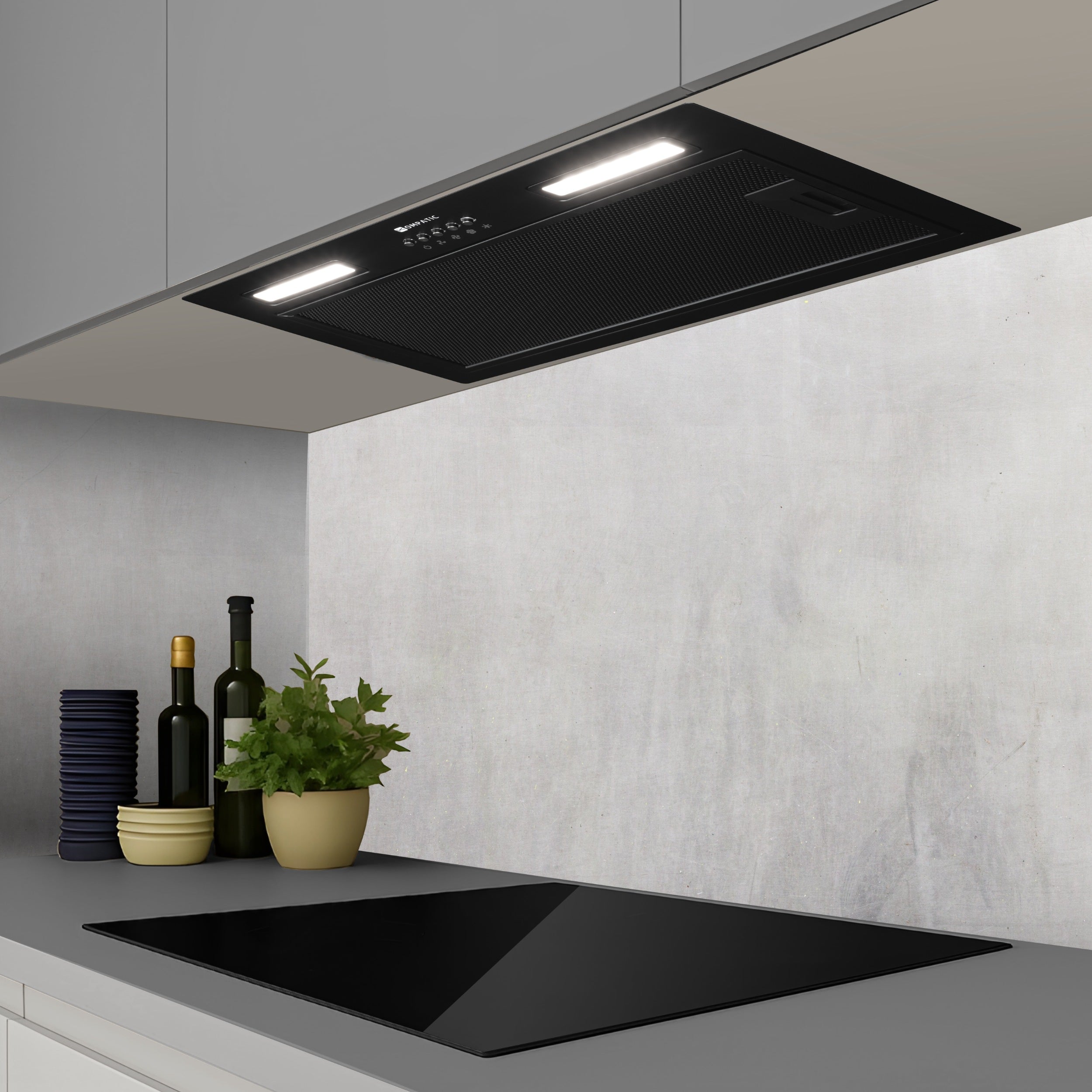 Cooker Hood Lane 50 Black Built-In 55W Brushless Dc Motor Kompatic