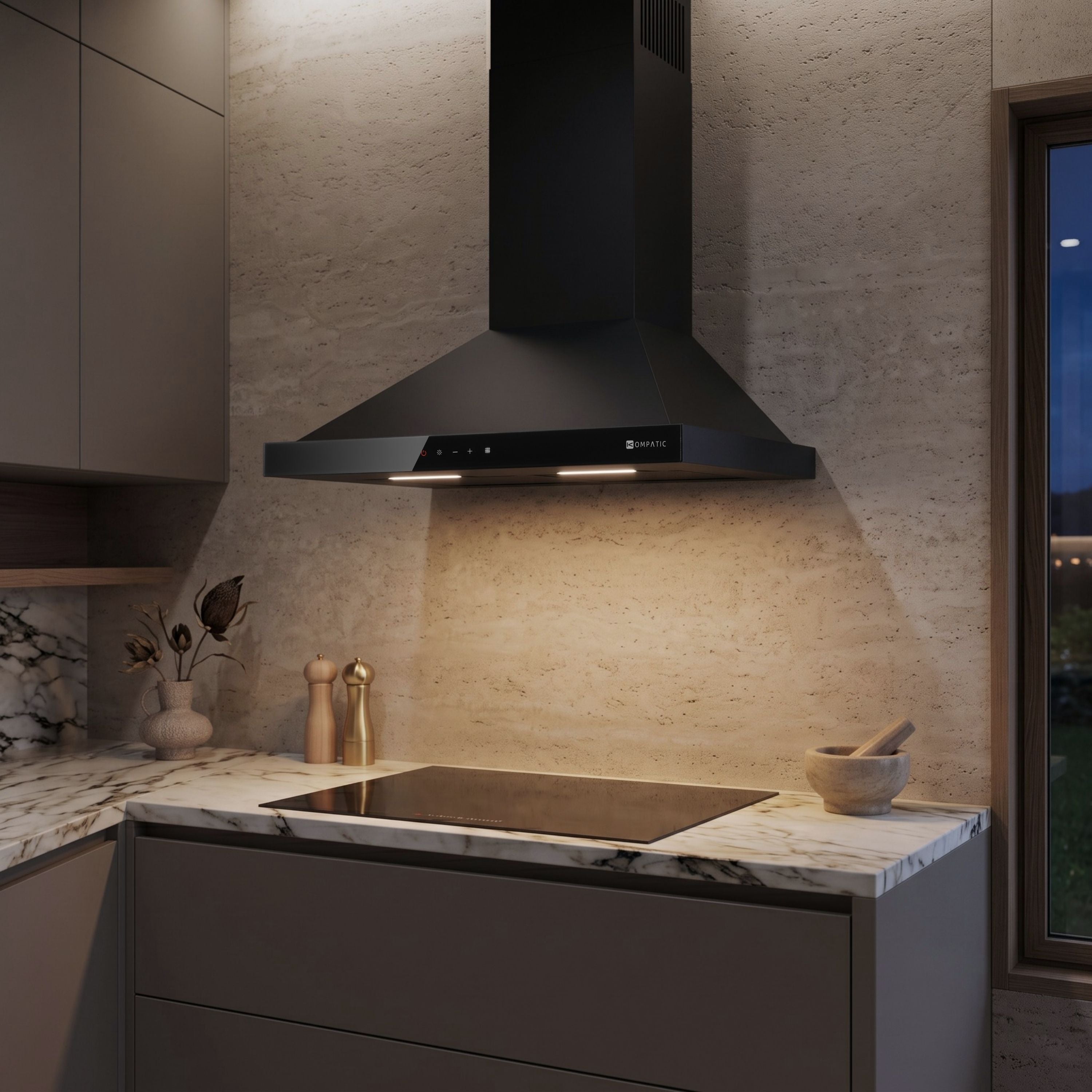Cooker Hood Alvia 60 Black Wall Kompatic