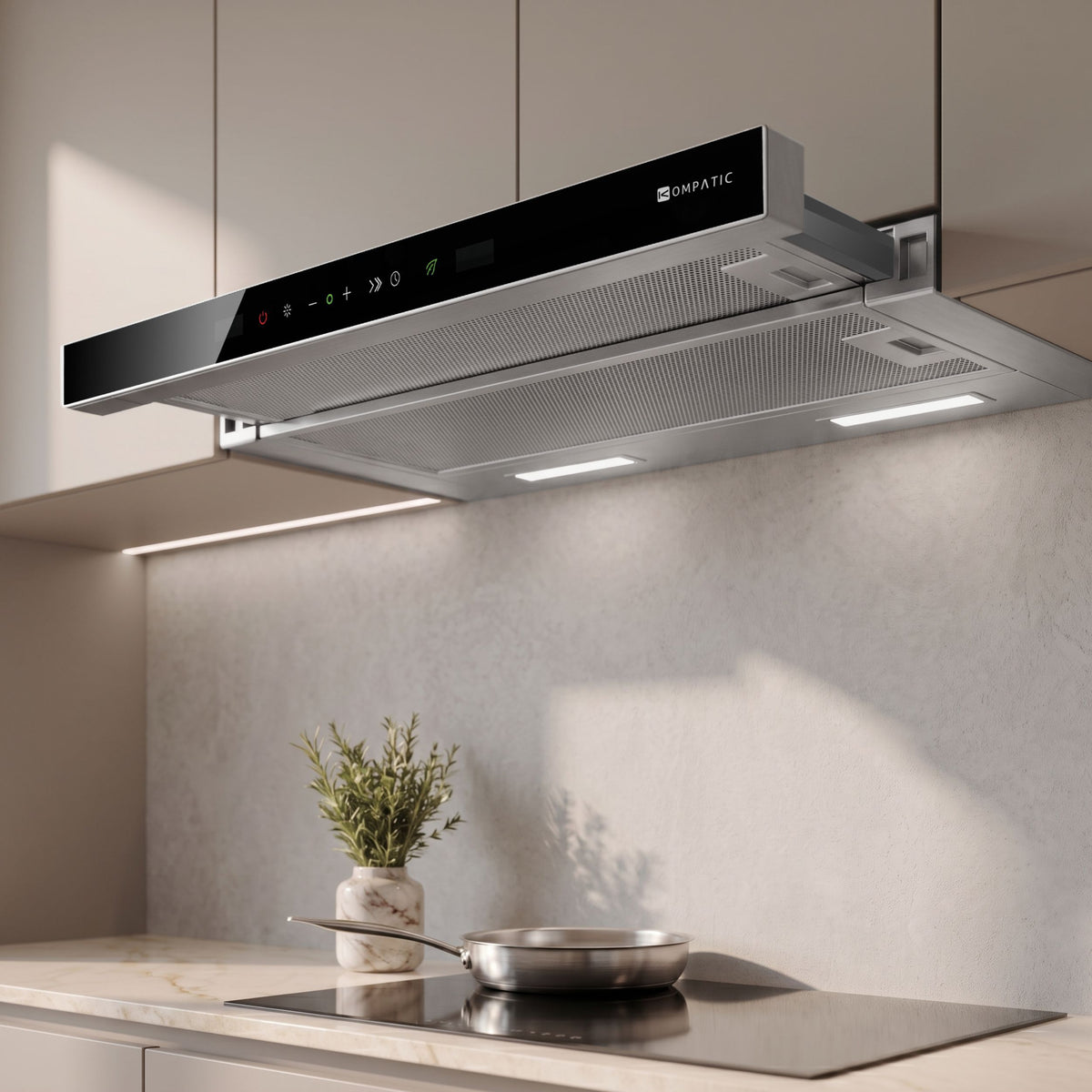 KNA60TS Cooker Hood Novia 60 Stainless Steel Telescopic 800 M3/H Telescopic Kompatic